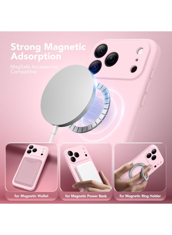 SUYDANBOX Magnetic for iPhone 17 Pro Max Case, Compatible with MagSafe, [Full Camera Protection][Screen Protector] Silicone Shockproof Protective Phone Case for iPhone 17 Pro Max 6.9", Chalk Pink - Image 2
